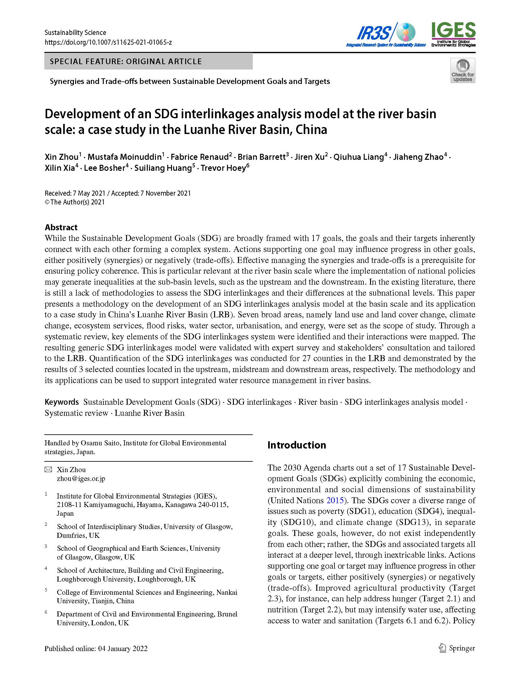 SDG interactions for river basins