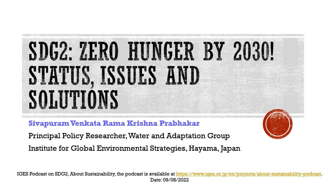 SDG2 Zero Hunger by 2030