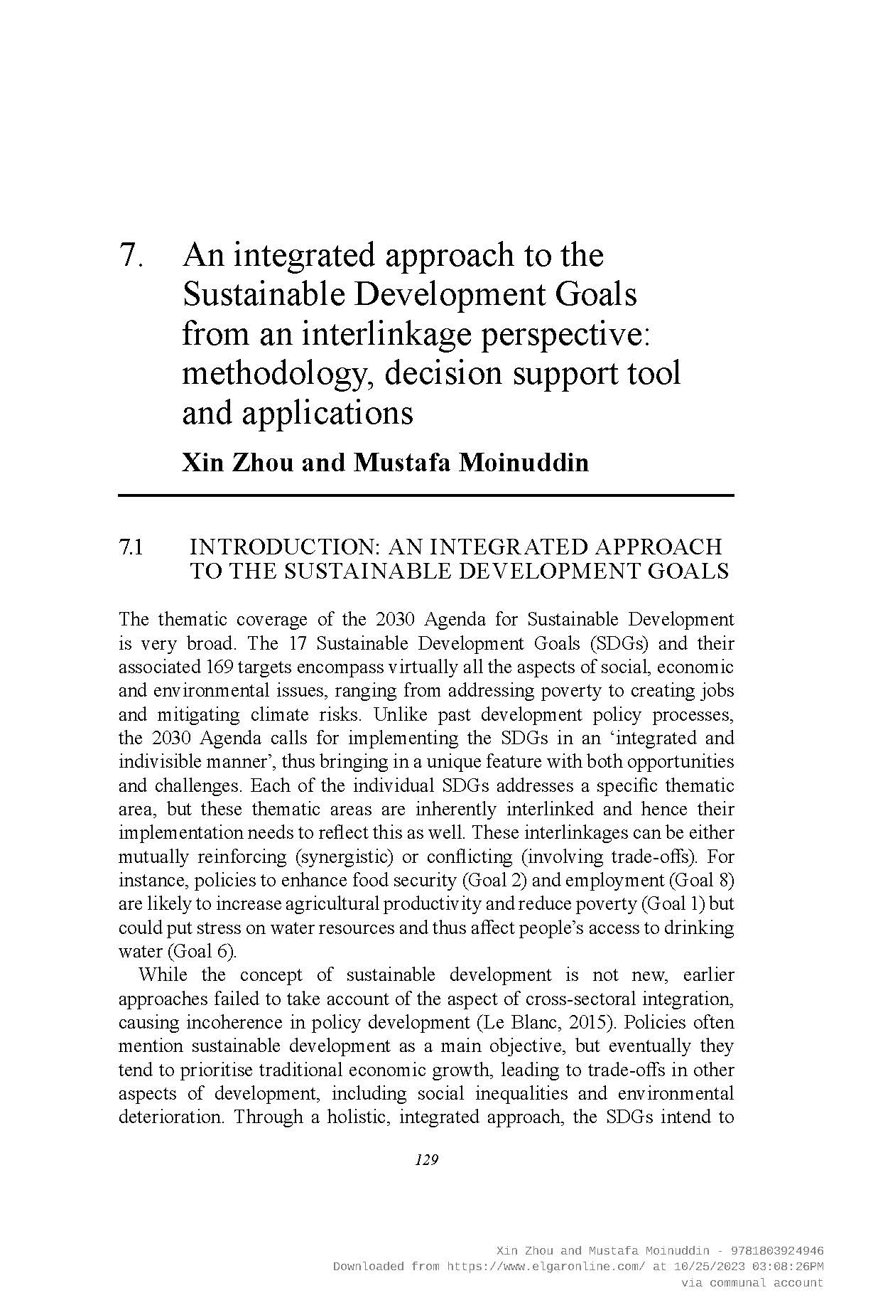 Integrated Approach to the SDGs from an Interlinkage Perspective