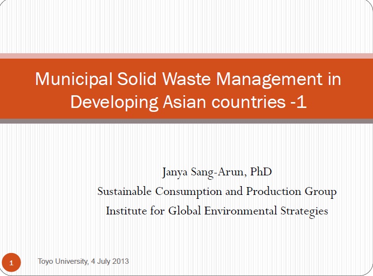 Municipal solid waste management in developing Asian countries - 1