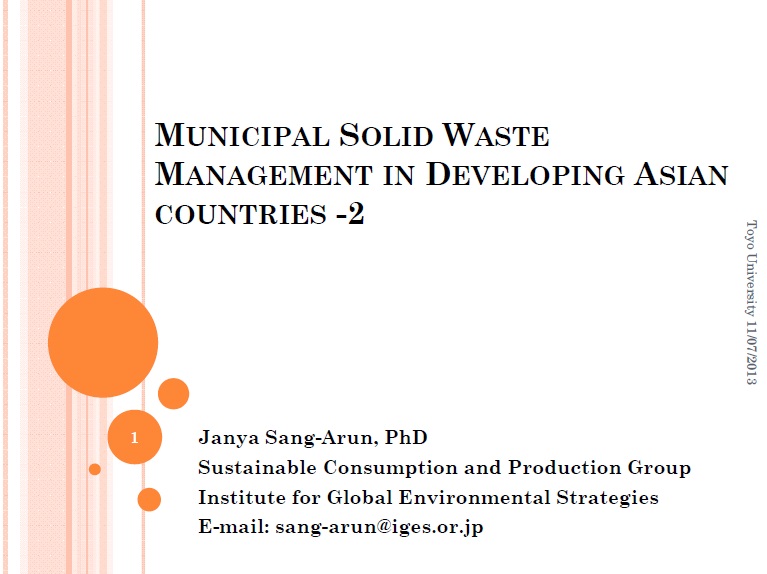 Municipal solid waste management in developing Asian countries - 2