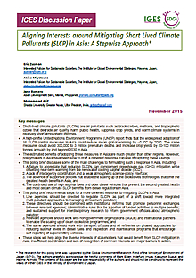 Aligning Interests around Mitigating Short Lived Climate Pollutants (SLCP) in Asia: A Stepwise Approach