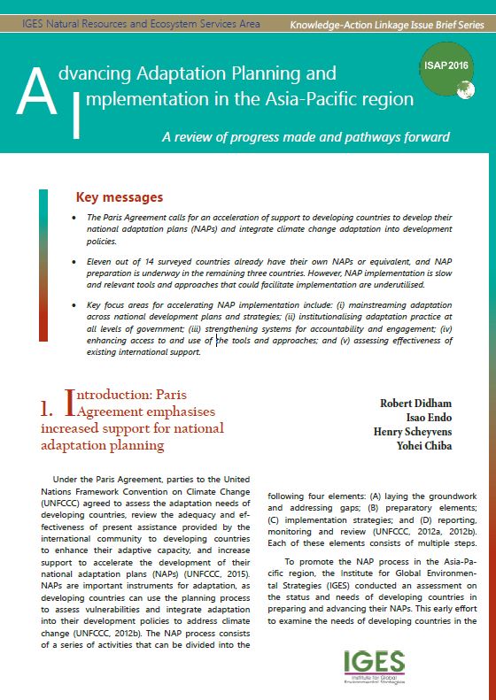 Advancing adaptation planning and implementation in the Asia-Pacific region: A review of progress made and pathways forward