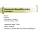 Community-based recycling activities: Brazil, Nonthaburi, Waseda and Panama
