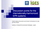 Discussion points for the internationally-harmonized EPR systems