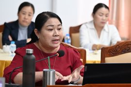 MONRE representative speaking during the meeting between Xay and Luang Prabang