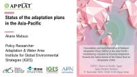 Status of the adaptation plans in the Asia-Pacific