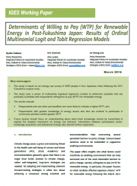Determinants of Willing to Pay (WTP) for Renewable Energy in Post-Fukushima Japan: Results of Ordinal Multinomial Logit and Tobit Regression Models
