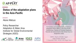 Status of the adaptation plans in the Asia-Pacific