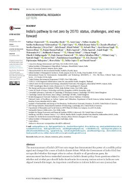 India's pathway to net zero by 2070: status, challenges, and way forward