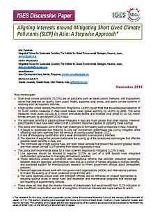 Aligning Interests around Mitigating Short Lived Climate Pollutants (SLCP) in Asia: A Stepwise Approach