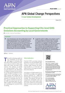 Practical Approaches to Supporting City-level GHG Emissions Accounting by Local Governments