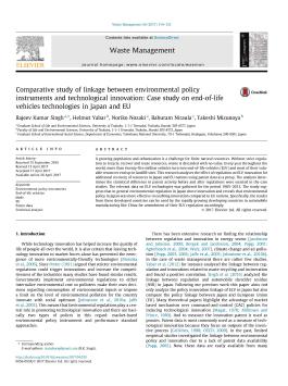 Linkage between environmental policy instruments and technological innovation